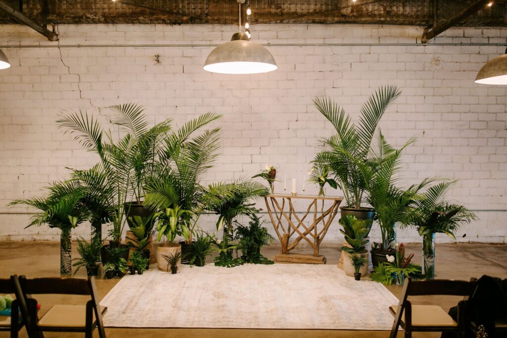 A boho themed set up at Dallas's premier wedding location, 4Eleven.