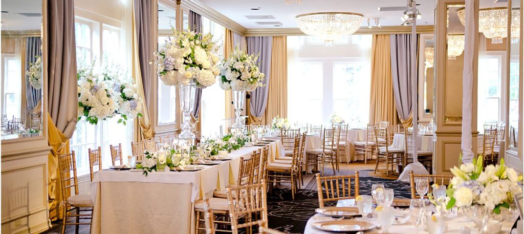 Wedding reception at Warwick Melrose Dallas featuring elegant ballroom décor, soft lighting, and a classic, timeless atmosphere.